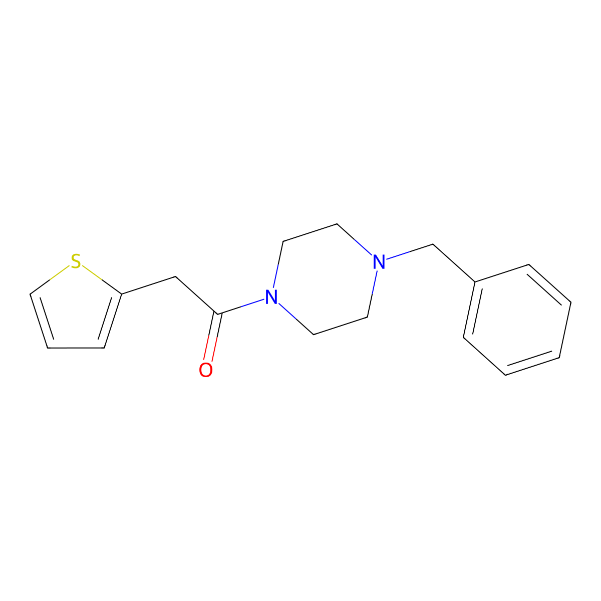 1-(4-Benzylpiperazinyl)-2-(2-thienyl)ethan-1-one molecular structure, CAS 349423-51-4