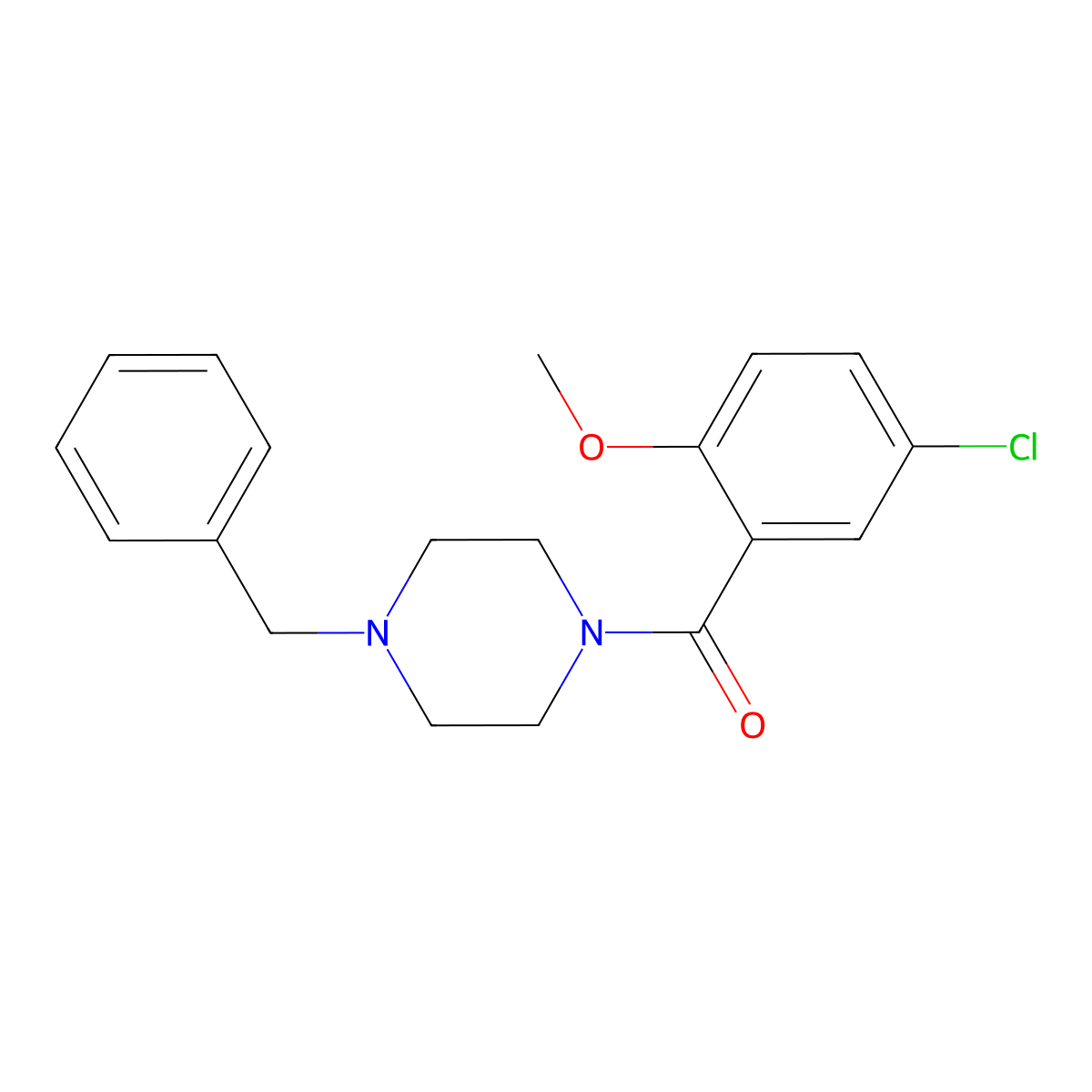 (4-Benzylpiperazin-1-yl)(5-chloro-2-methoxyphenyl)methanone molecular structure, CAS 349423-53-6