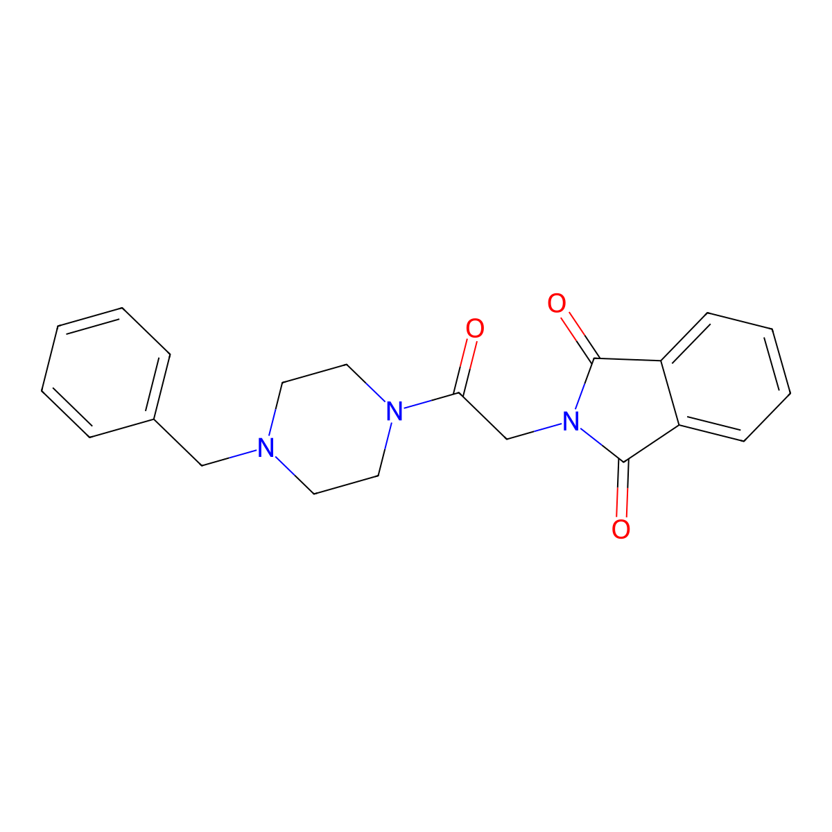 2-(2-(4-Benzylpiperazin-1-yl)-2-oxoethyl)isoindoline-1,3-dione molecular structure, CAS 349423-62-7
