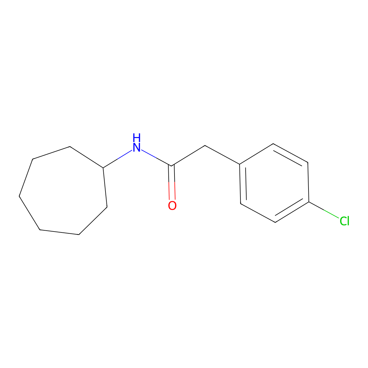 2-(4-chlorophenyl)-N-cycloheptylacetamide molecular structure, CAS 349423-77-4