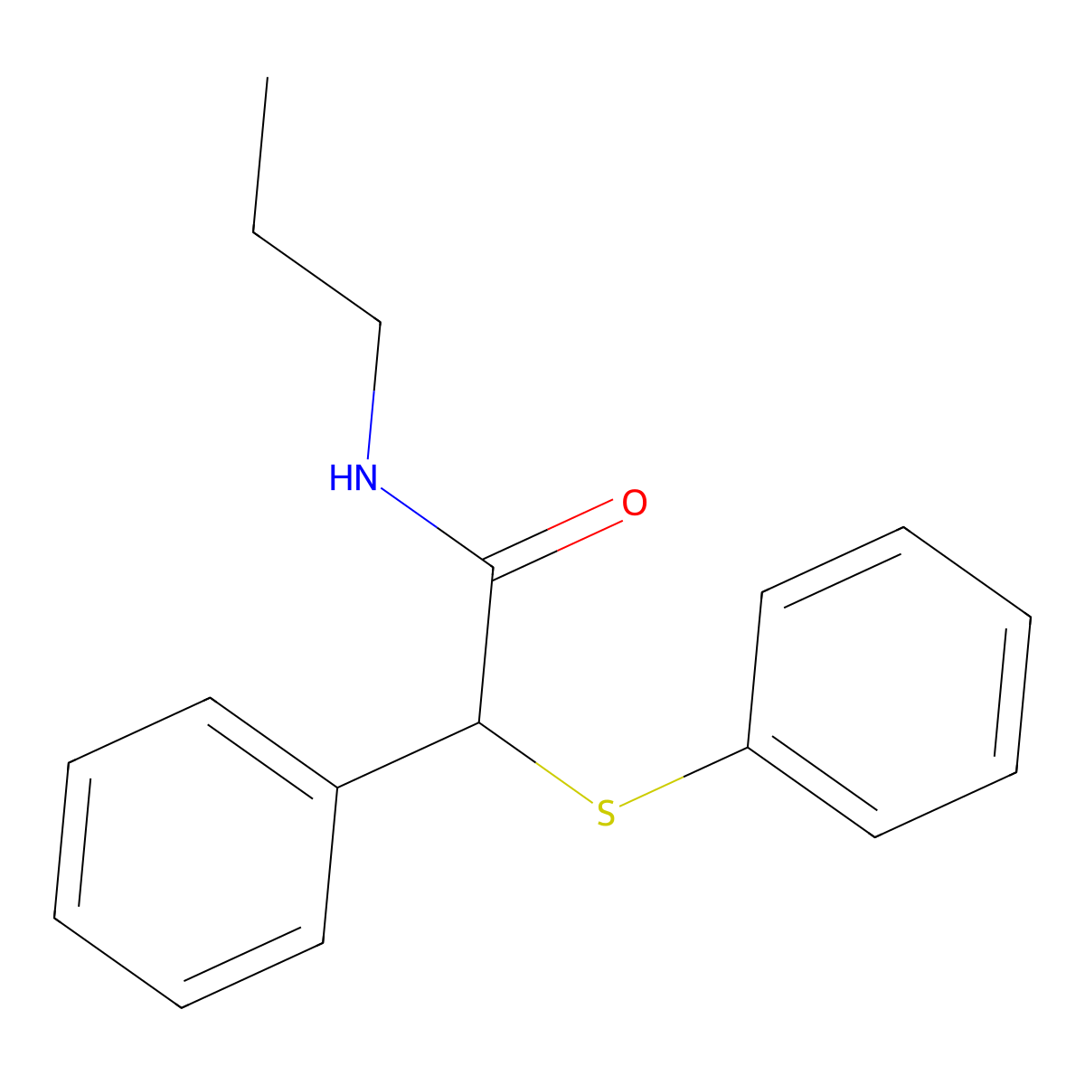 2-phenyl-2-(phenylsulfanyl)-N-propylacetamide molecular structure, CAS 349424-92-6