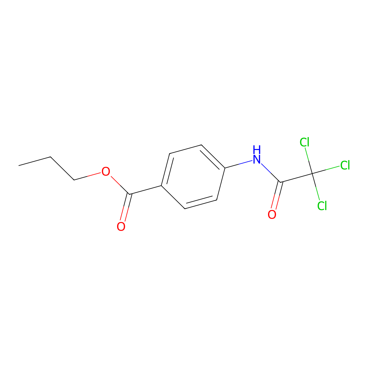 Propyl 4-[(2,2,2-trichloroacetyl)amino]benzoate molecular structure, CAS 349425-12-3