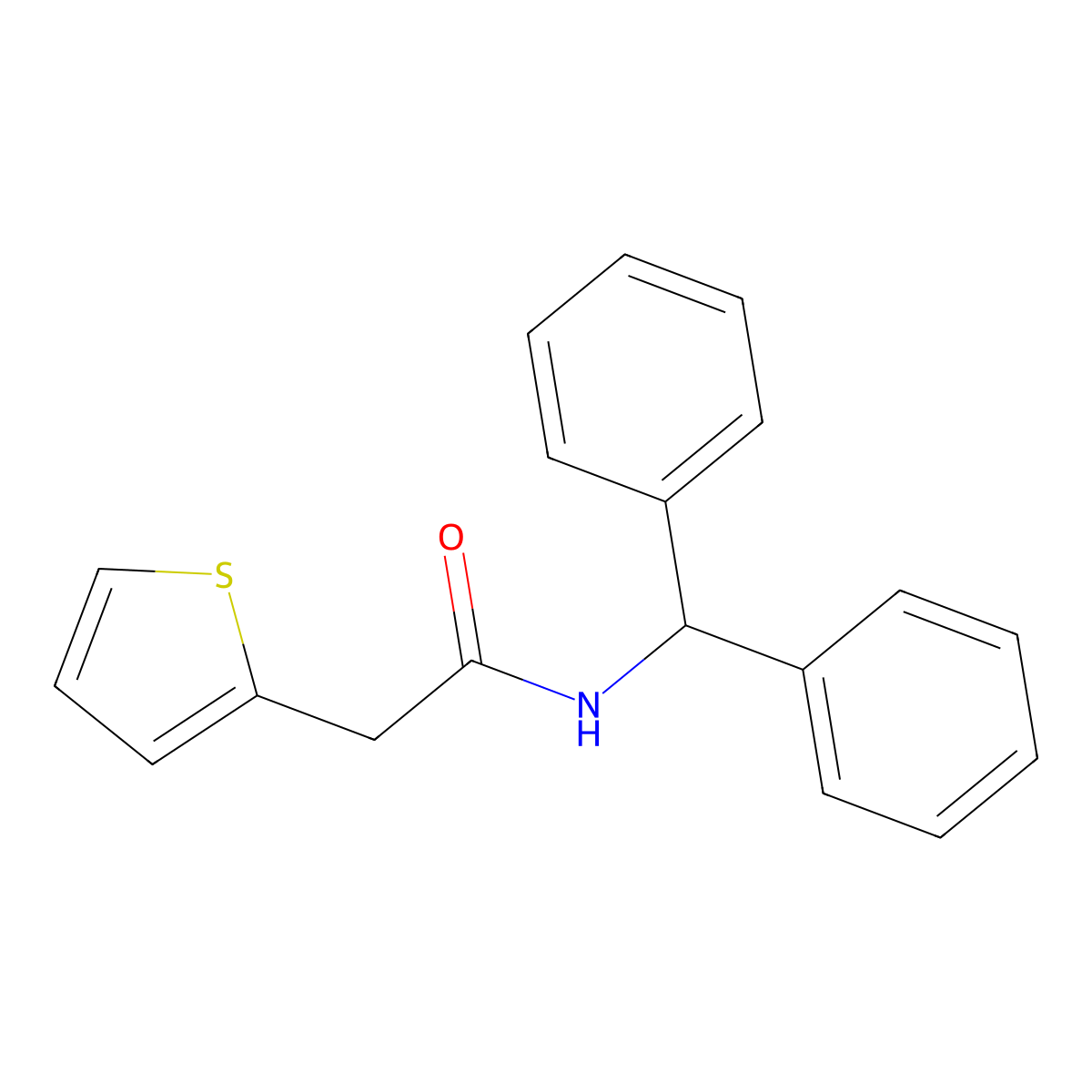 N-(diphenylmethyl)-2-(thiophen-2-yl)acetamide molecular structure, CAS 349425-23-6