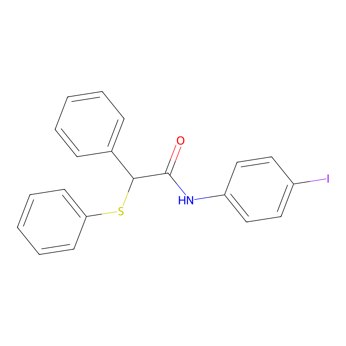 N-(4-iodophenyl)-2-phenyl-2-(phenylsulfanyl)acetamide molecular structure, CAS 349425-50-9