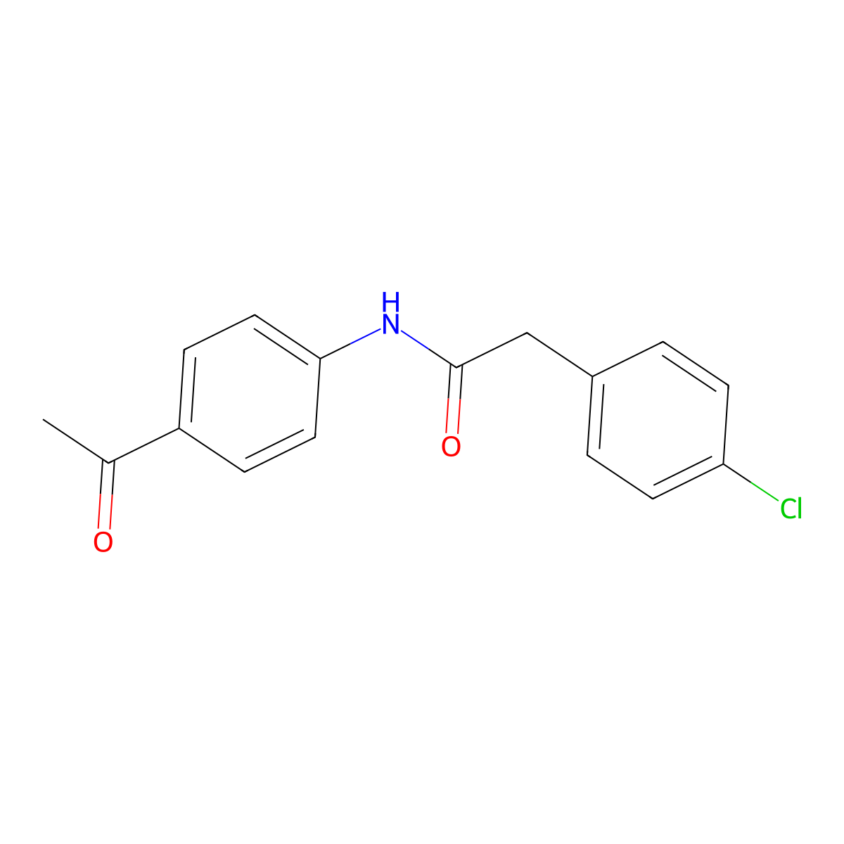N-(4-acetylphenyl)-2-(4-chlorophenyl)acetamide molecular structure, CAS 349425-56-5