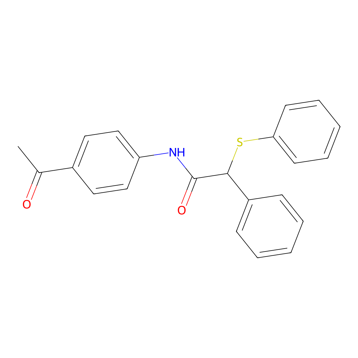 N-(4-acetylphenyl)-2-phenyl-2-(phenylsulfanyl)acetamide molecular structure, CAS 349425-58-7