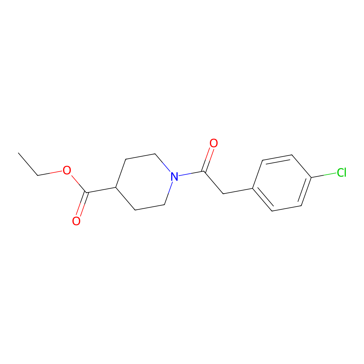 Ethyl 1-[2-(4-chlorophenyl)acetyl]piperidine-4-carboxylate molecular structure, CAS 349425-63-4