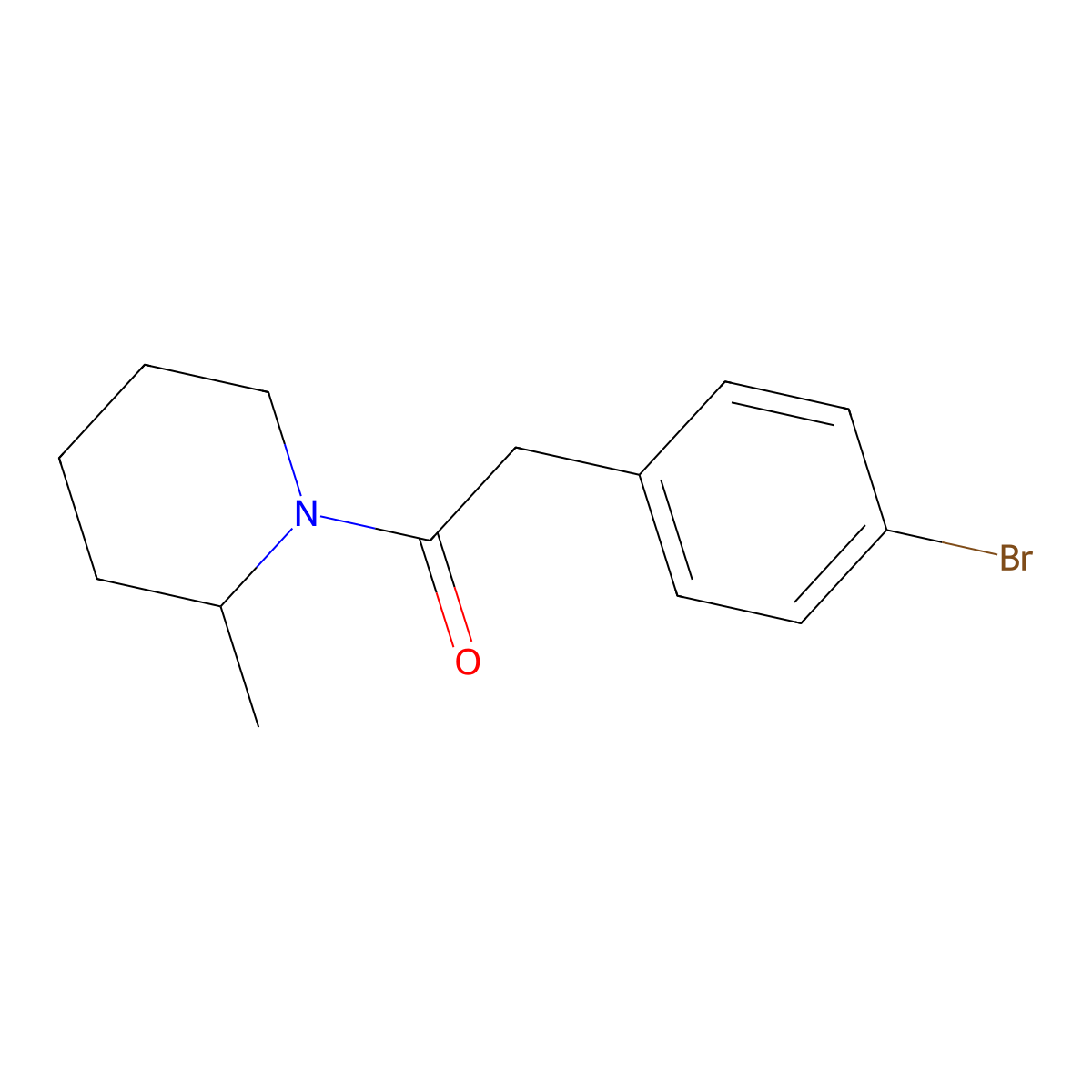 2-(4-Bromophenyl)-1-(2-methylpiperidin-1-yl)ethanone molecular structure, CAS 349427-09-4