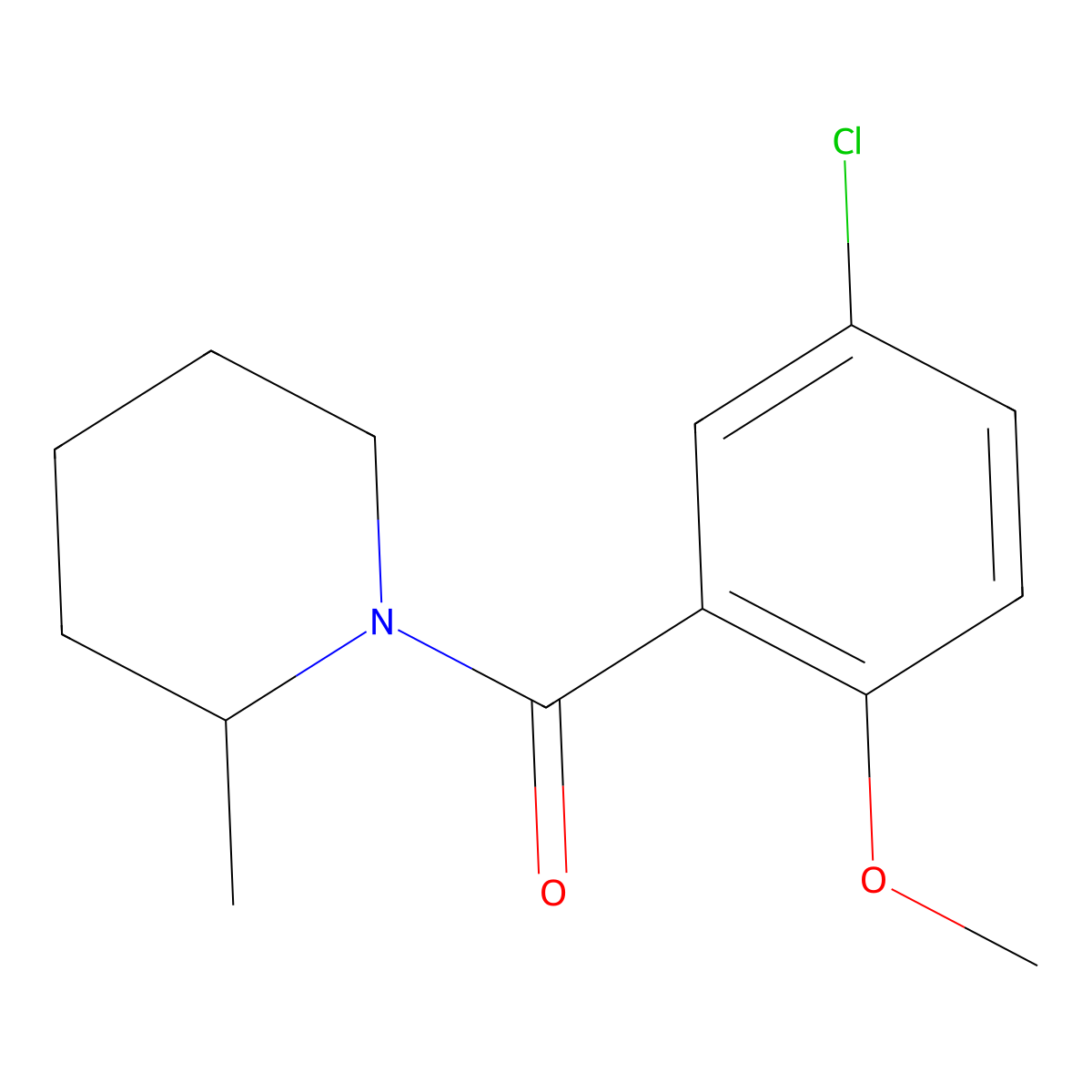 (5-Chloro-2-methoxyphenyl)(2-methylpiperidin-1-yl)methanone molecular structure, CAS 349427-15-2