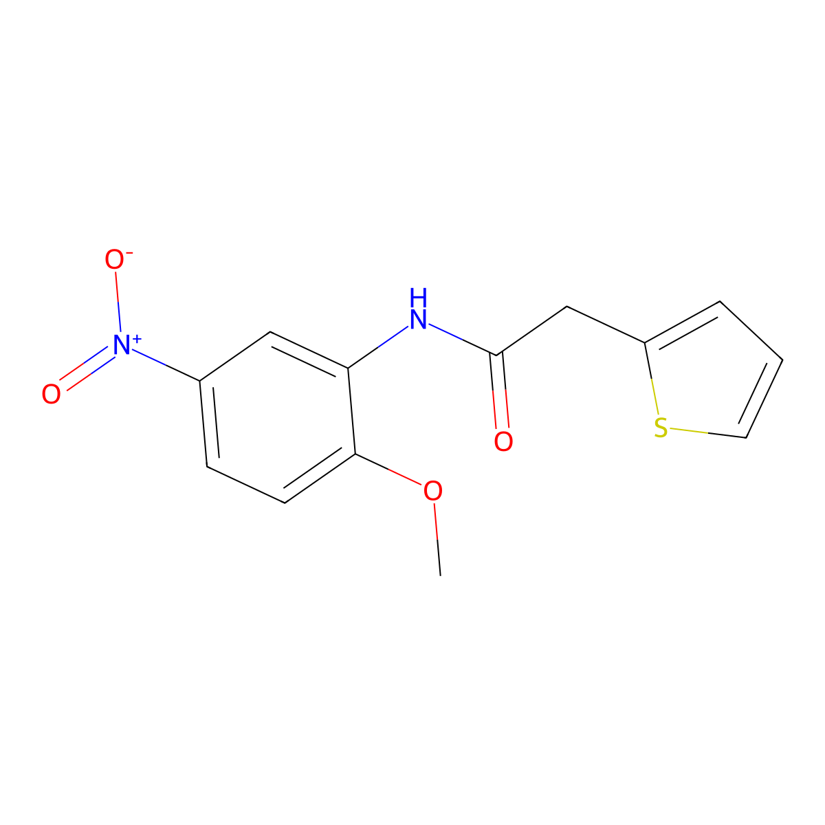 N-(2-methoxy-5-nitrophenyl)-2-(thiophen-2-yl)acetamide molecular structure, CAS 349427-57-2
