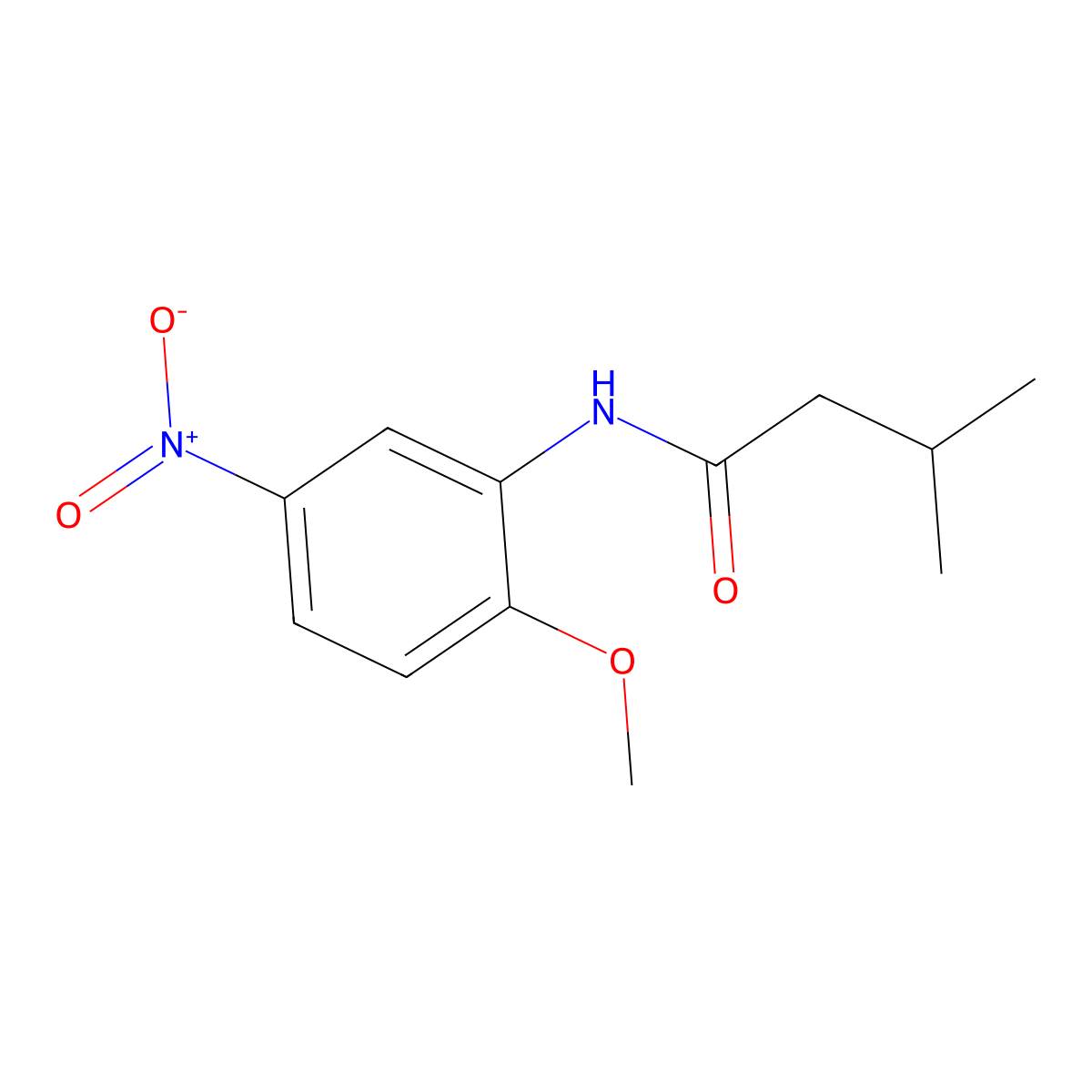N-(2-methoxy-5-nitrophenyl)-3-methylbutanamide molecular structure, CAS 349427-63-0