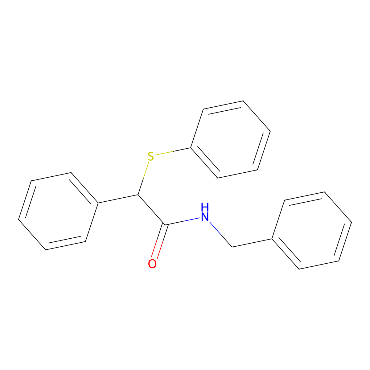 N-benzyl-2-phenyl-2-phenylsulfanylacetamide molecular structure, CAS 349427-88-9