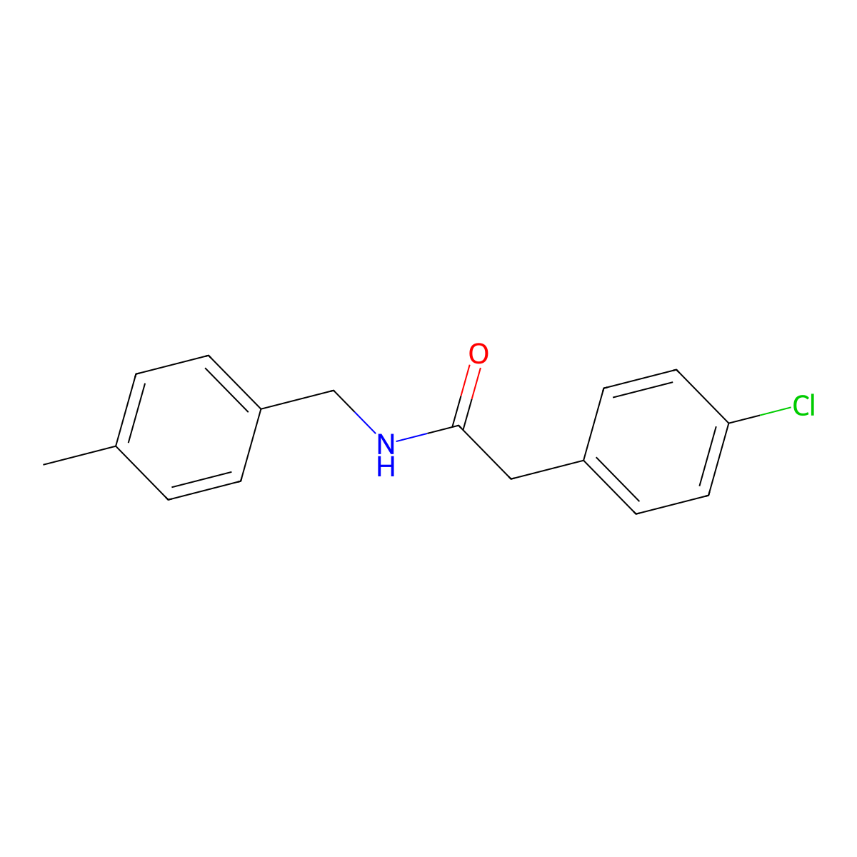 2-(4-chlorophenyl)-N-[(4-methylphenyl)methyl]acetamide molecular structure, CAS 349429-02-3