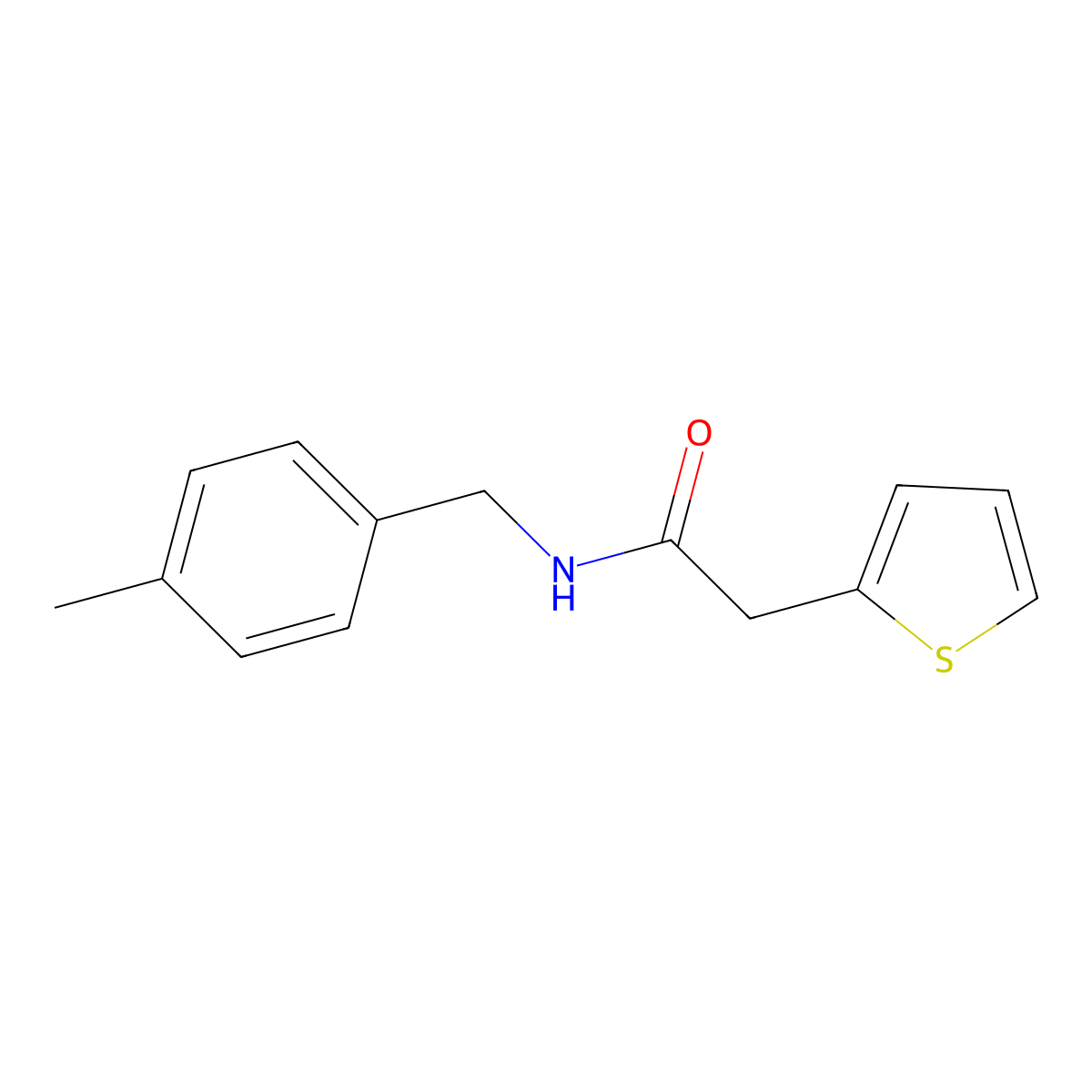 N-[(4-methylphenyl)methyl]-2-(thiophen-2-yl)acetamide molecular structure, CAS 349429-04-5