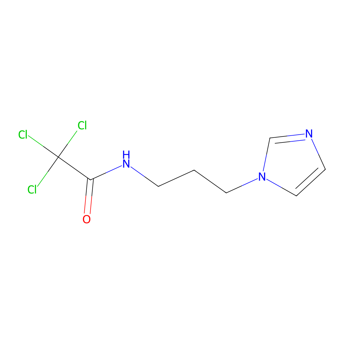 2,2,2-trichloro-N-[3-(1H-imidazol-1-yl)propyl]acetamide molecular structure, CAS 349429-58-9