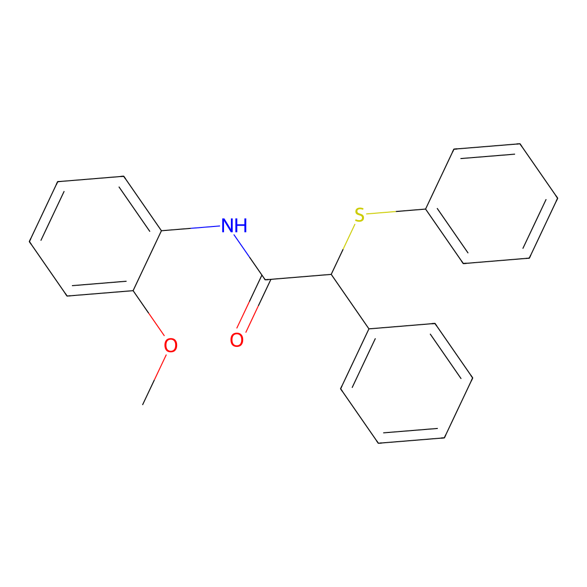 N-(2-methoxyphenyl)-2-phenyl-2-(phenylthio)acetamide molecular structure, CAS 349429-60-3