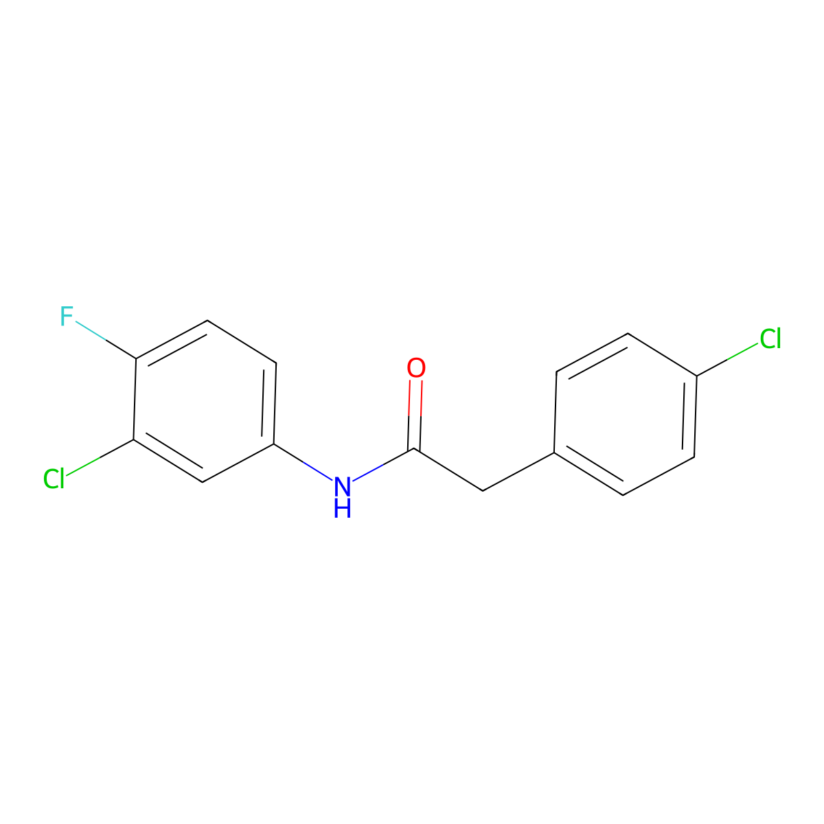 N-(3-chloro-4-fluorophenyl)-2-(4-chlorophenyl)acetamide molecular structure, CAS 349429-71-6