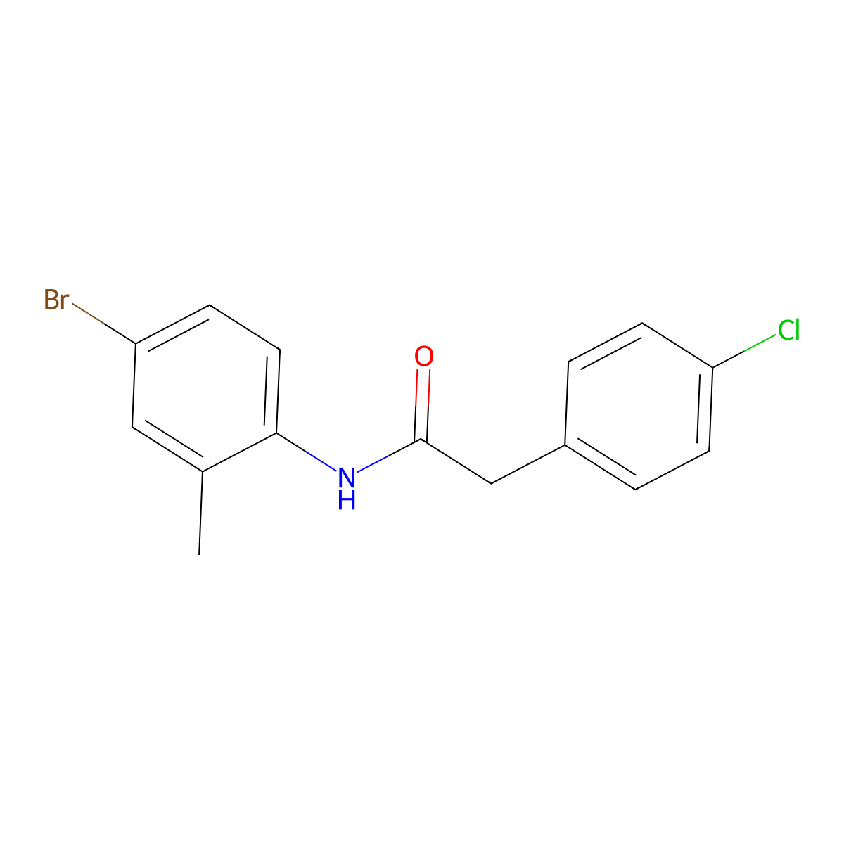 N-(4-bromo-2-methylphenyl)-2-(4-chlorophenyl)acetamide molecular structure, CAS 349429-79-4