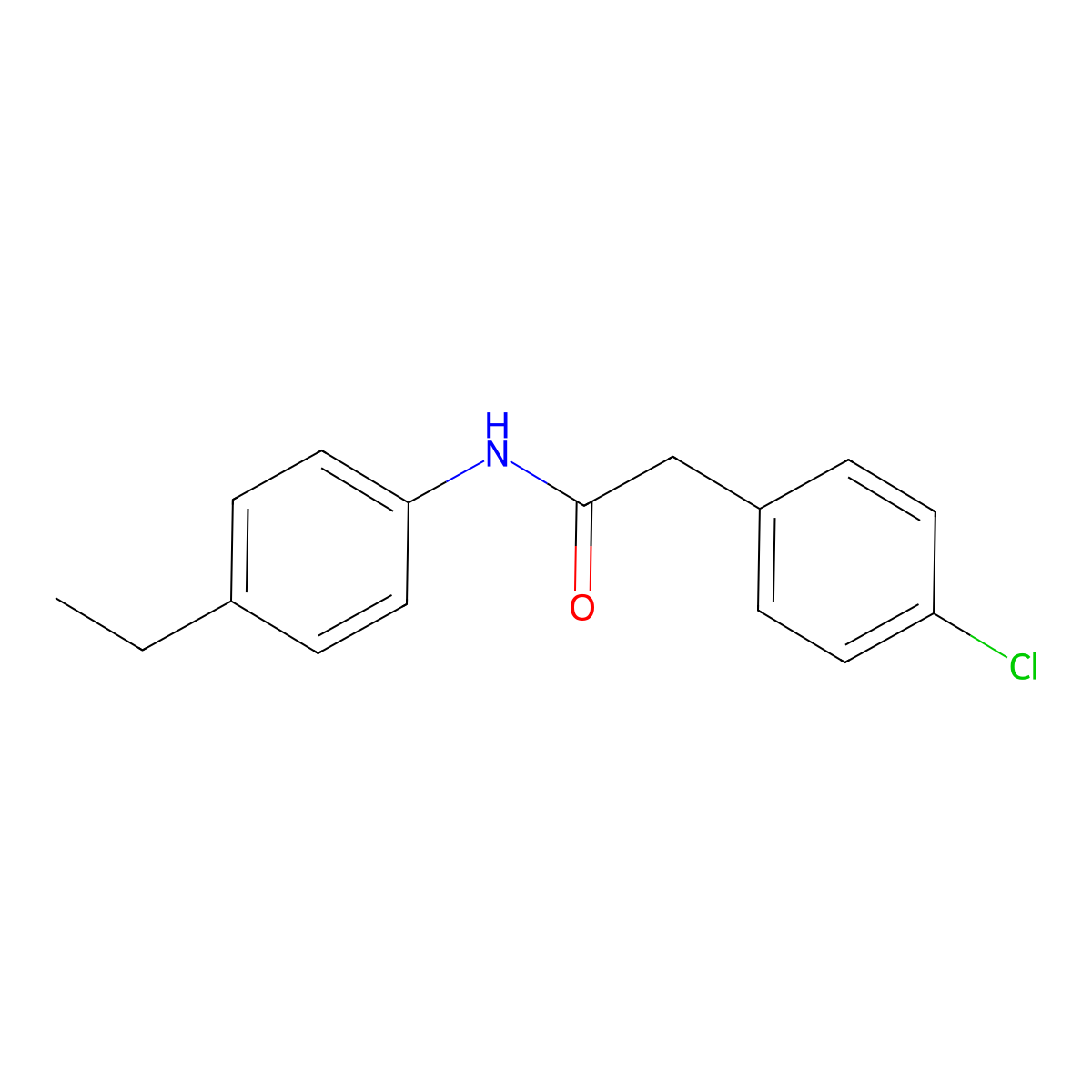 2-(4-chlorophenyl)-N-(4-ethylphenyl)acetamide molecular structure, CAS 349429-90-9
