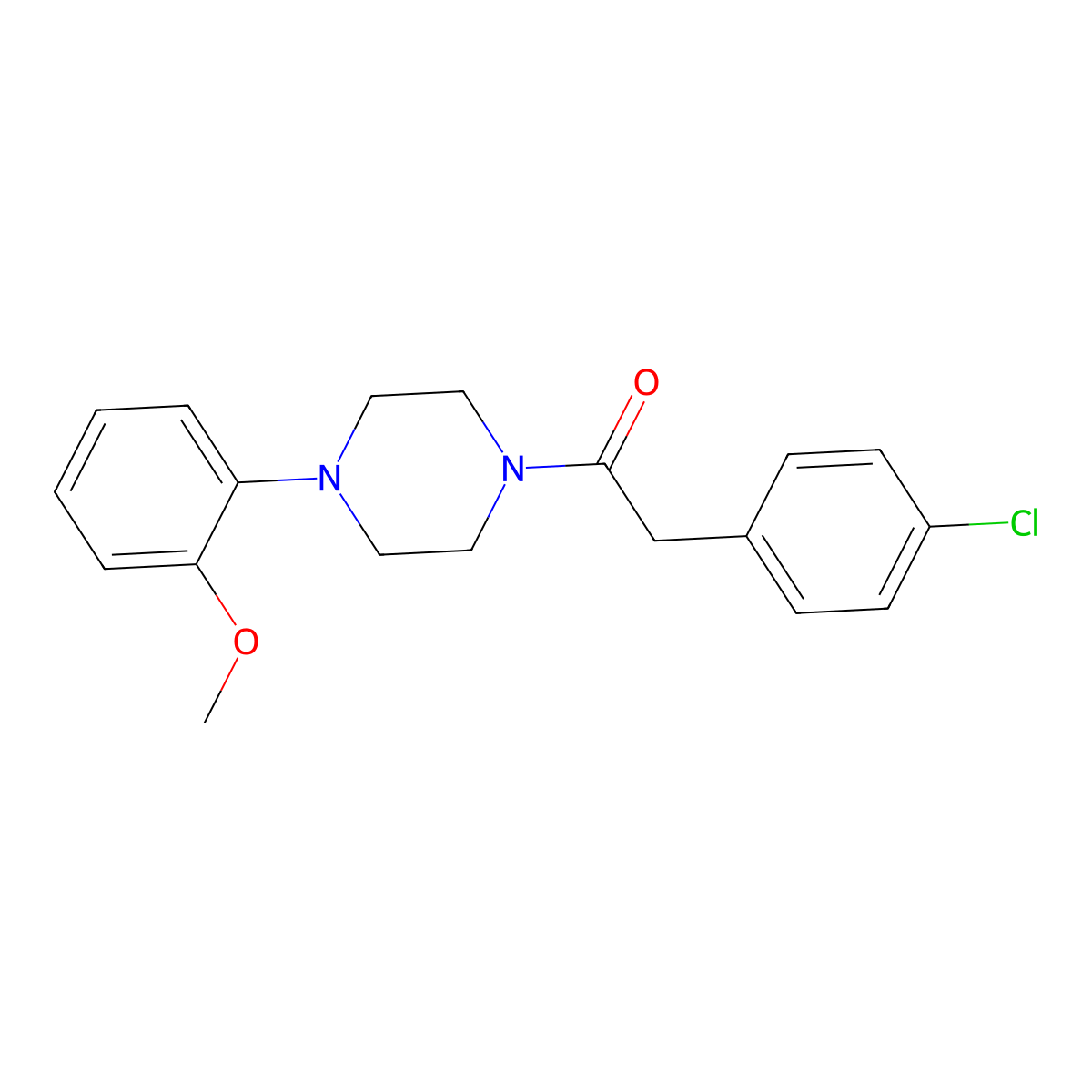 2-(4-Chlorophenyl)-1-[4-(2-methoxyphenyl)piperazin-1-yl]ethanone molecular structure, CAS 349429-96-5