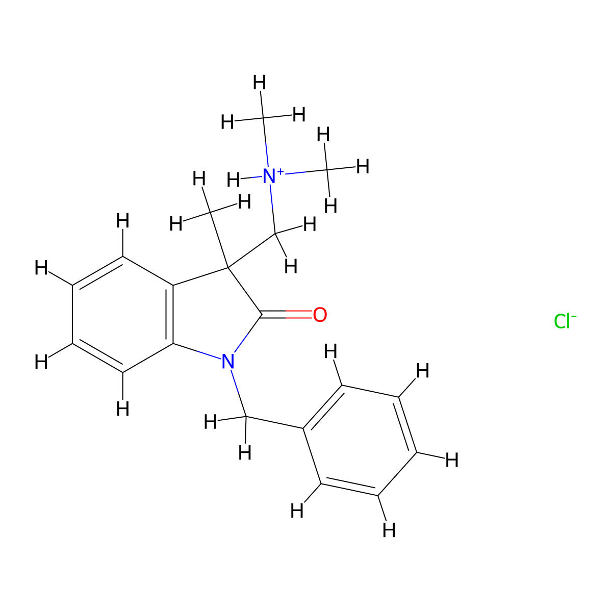 2-Indolinone, 1-benzyl-3-((dimethylamino)methyl)-3-methyl-, hydrochloride molecular structure, CAS 34943-92-5
