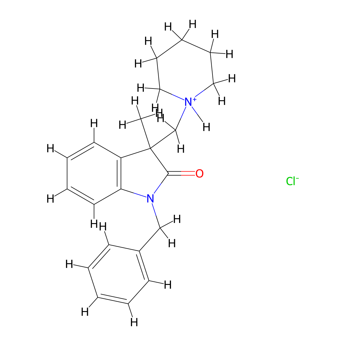 2-Indolinone, 1-benzyl-3-methyl-3-piperidinomethyl-, monohydrochloride molecular structure, CAS 34943-93-6