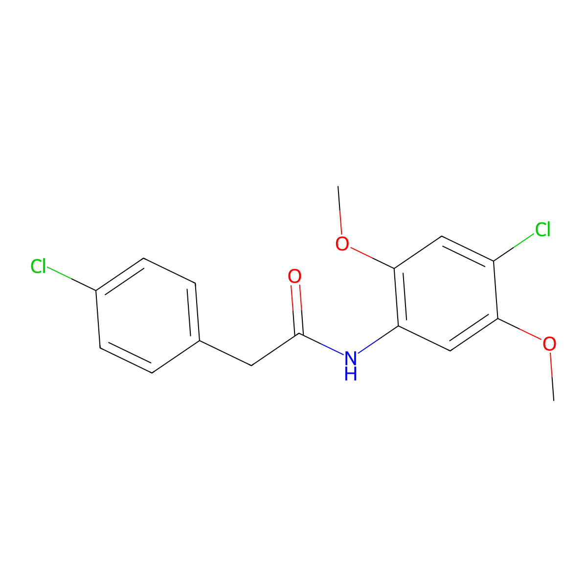 N-(4-chloro-2,5-dimethoxyphenyl)-2-(4-chlorophenyl)acetamide molecular structure, CAS 349430-04-2