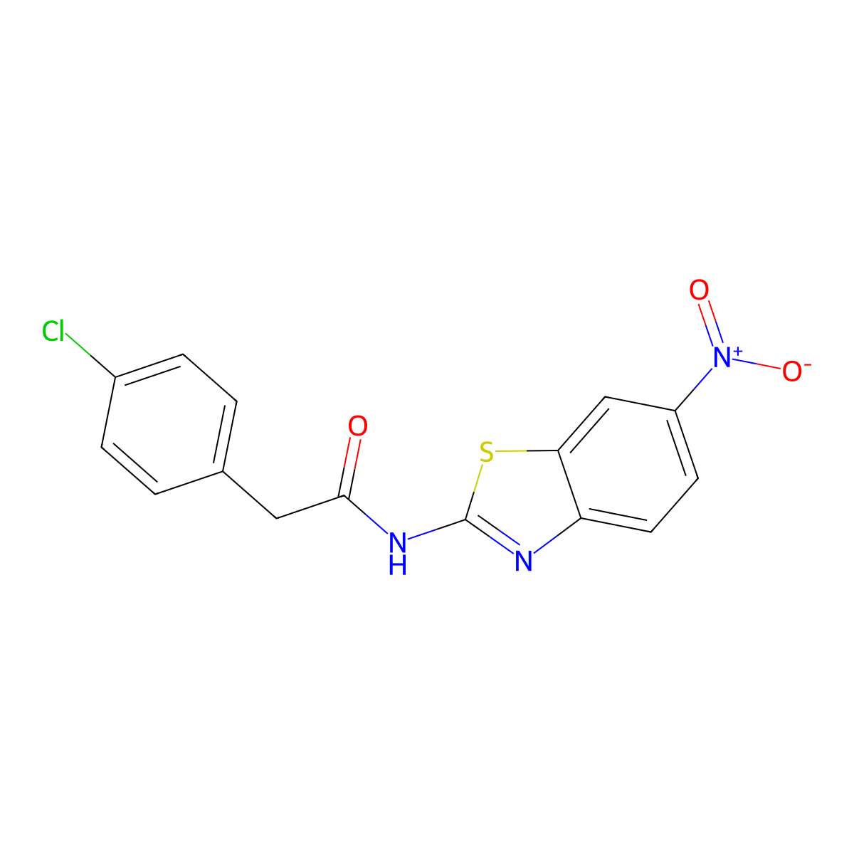 2-(4-chlorophenyl)-N-(6-nitro-1,3-benzothiazol-2-yl)acetamide molecular structure, CAS 349430-09-7