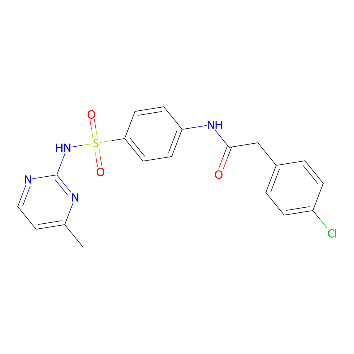 2-(4-chlorophenyl)-N-[4-[(4-methylpyrimidin-2-yl)sulfamoyl]phenyl]acetamide molecular structure, CAS 349430-21-3