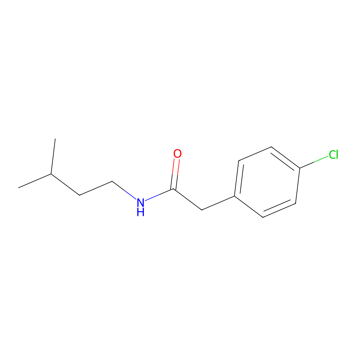 2-(4-chlorophenyl)-N-(3-methylbutyl)acetamide molecular structure, CAS 349430-23-5