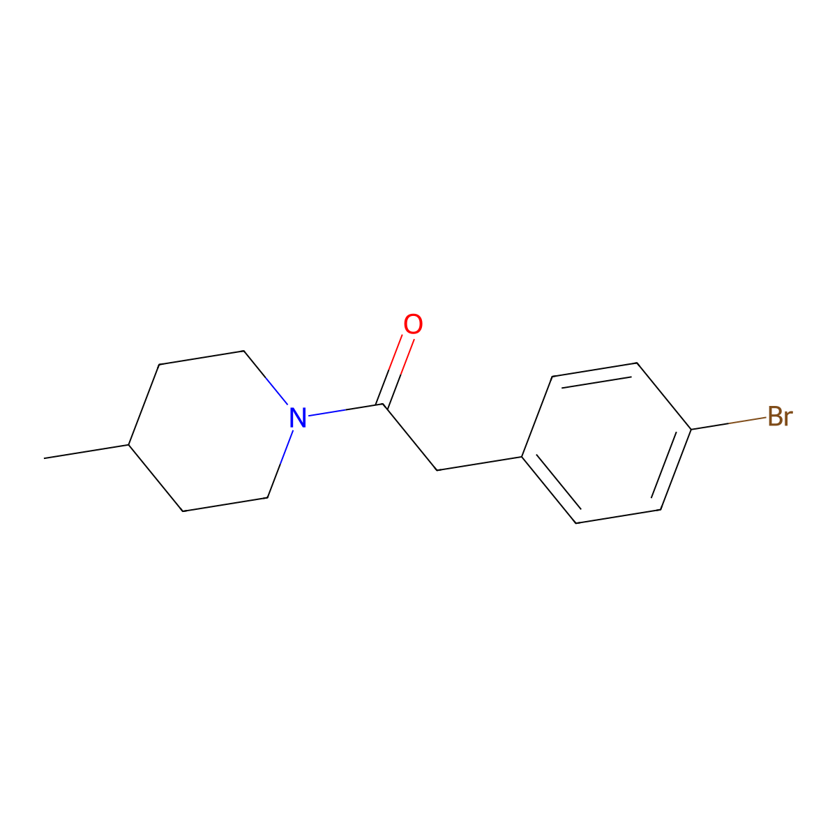 2-(4-Bromophenyl)-1-(4-methylpiperidin-1-yl)ethanone molecular structure, CAS 349430-29-1