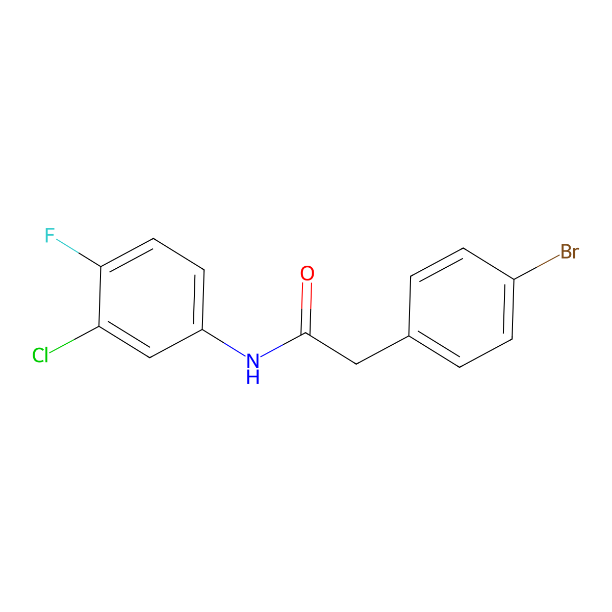 2-(4-bromophenyl)-N-(3-chloro-4-fluorophenyl)acetamide molecular structure, CAS 349430-31-5