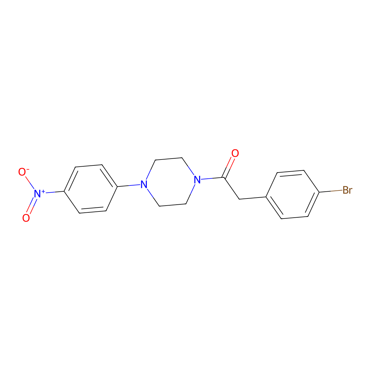 2-(4-Bromophenyl)-1-[4-(4-nitrophenyl)piperazin-1-yl]ethanone molecular structure, CAS 349430-54-2