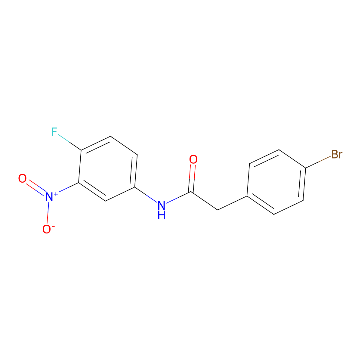 2-(4-bromophenyl)-N-(4-fluoro-3-nitrophenyl)acetamide molecular structure, CAS 349430-55-3