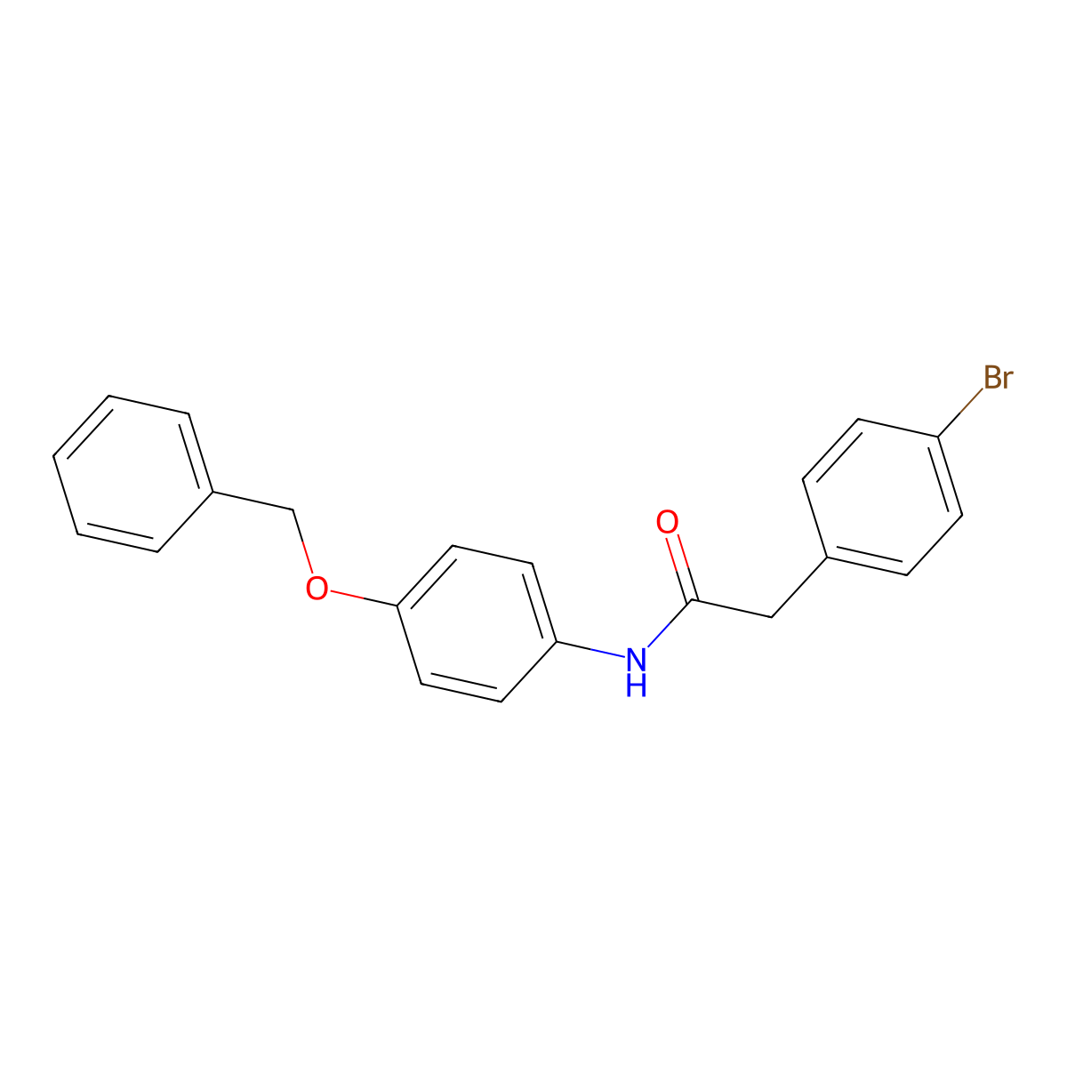 2-(4-bromophenyl)-N-(4-phenylmethoxyphenyl)acetamide molecular structure, CAS 349430-60-0