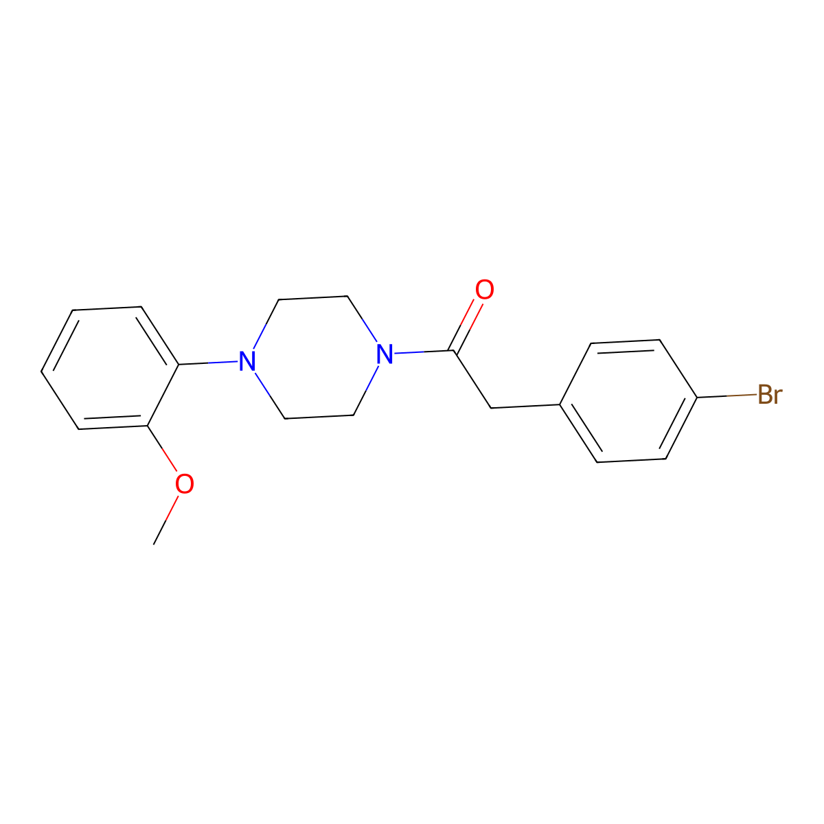 2-(4-Bromophenyl)-1-[4-(2-methoxyphenyl)piperazin-1-yl]ethanone molecular structure, CAS 349430-62-2