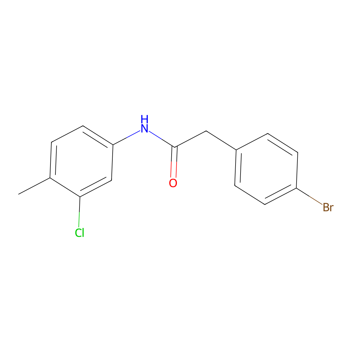 2-(4-bromophenyl)-N-(3-chloro-4-methylphenyl)acetamide molecular structure, CAS 349430-66-6