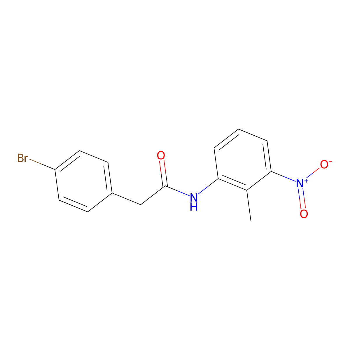 2-(4-bromophenyl)-N-(2-methyl-3-nitrophenyl)acetamide molecular structure, CAS 349430-91-7
