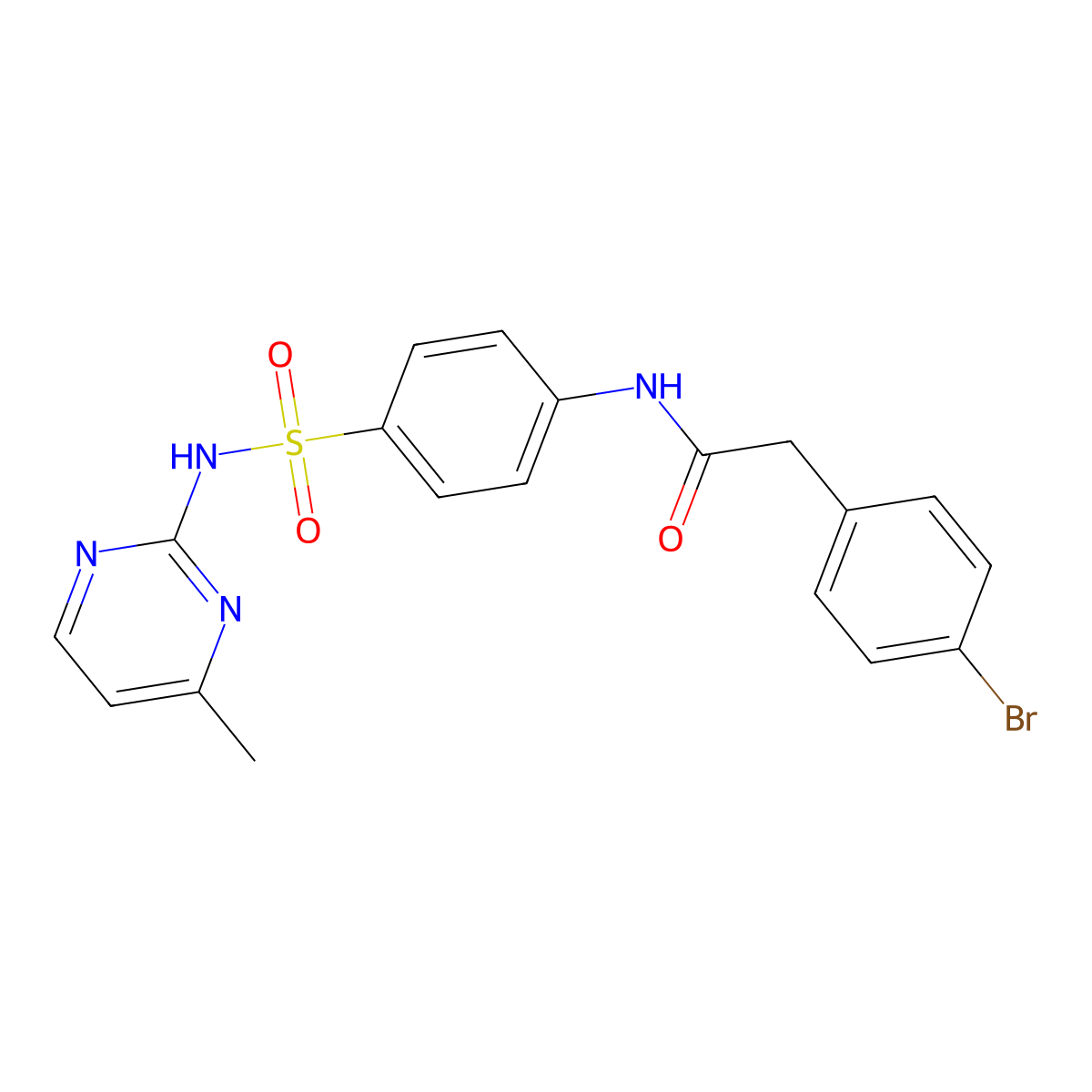 2-(4-bromophenyl)-N-{4-[(4-methylpyrimidin-2-yl)sulfamoyl]phenyl}acetamide molecular structure, CAS 349430-93-9