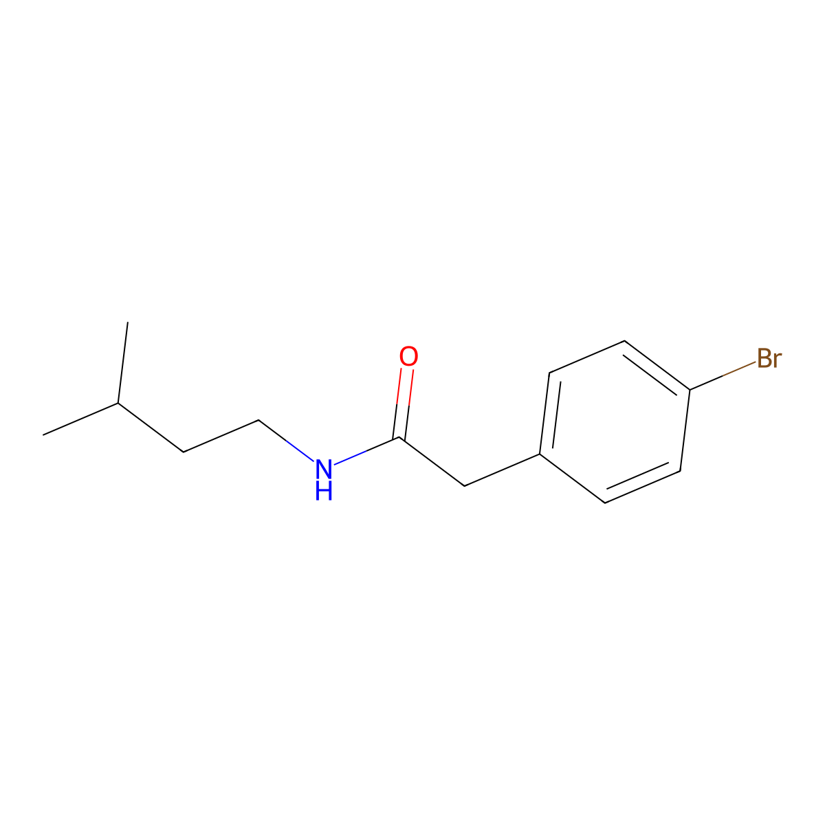 2-(4-bromophenyl)-N-(3-methylbutyl)acetamide molecular structure, CAS 349430-95-1