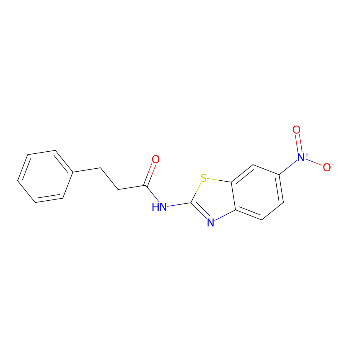 N-(6-nitro-1,3-benzothiazol-2-yl)-3-phenylpropanamide molecular structure, CAS 349431-88-5