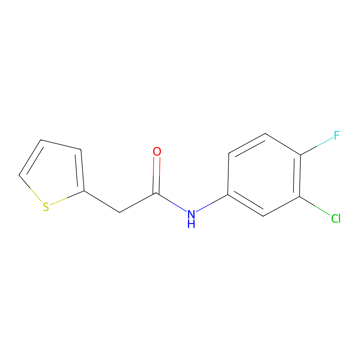 N-(3-chloro-4-fluorophenyl)-2-(2-thienyl)acetamide molecular structure, CAS 349432-55-9