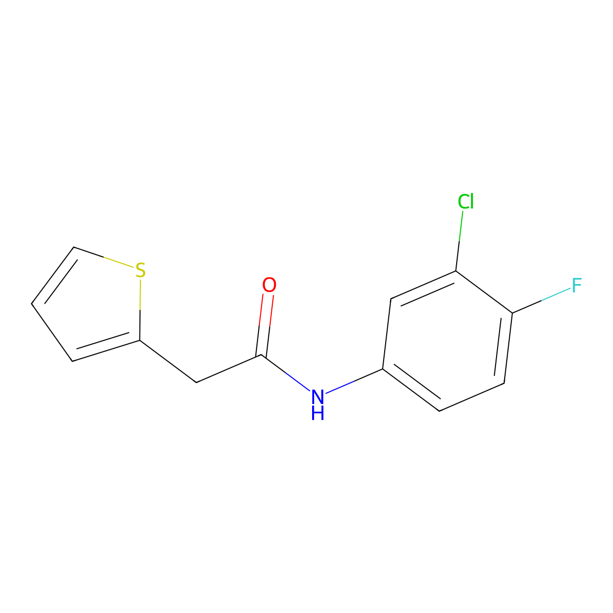 N-(3-chloro-4-fluorophenyl)-2-(2-thienyl)acetamide molecular structure, CAS 349432-55-9