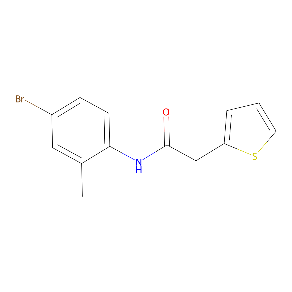 N-(4-bromo-2-methylphenyl)-2-(thiophen-2-yl)acetamide molecular structure, CAS 349432-66-2