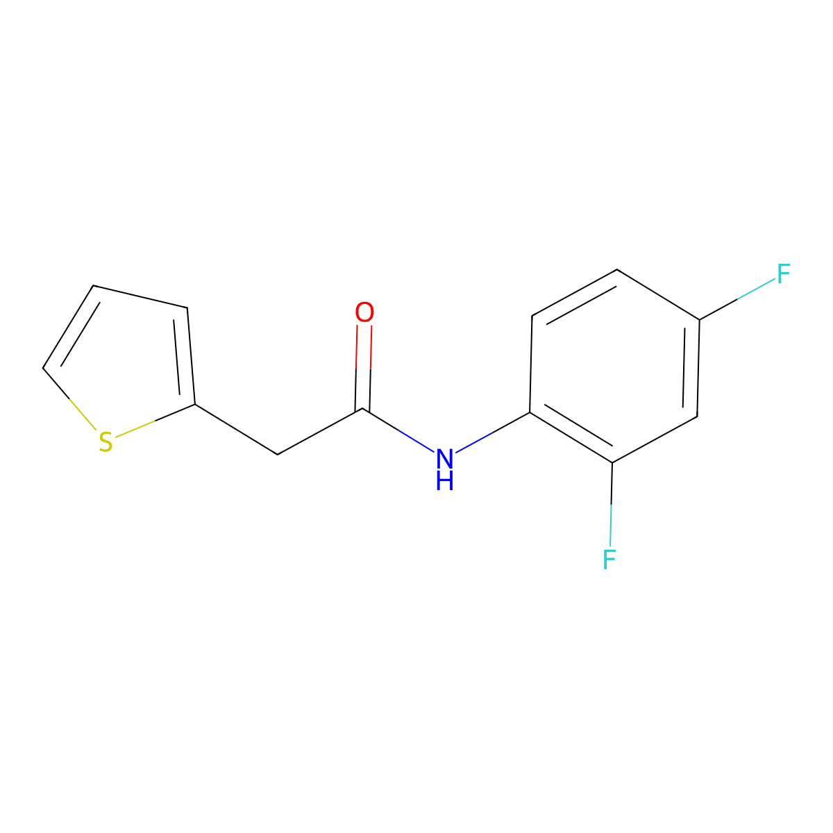 N-(2,4-difluorophenyl)-2-(thiophen-2-yl)acetamide molecular structure, CAS 349432-67-3