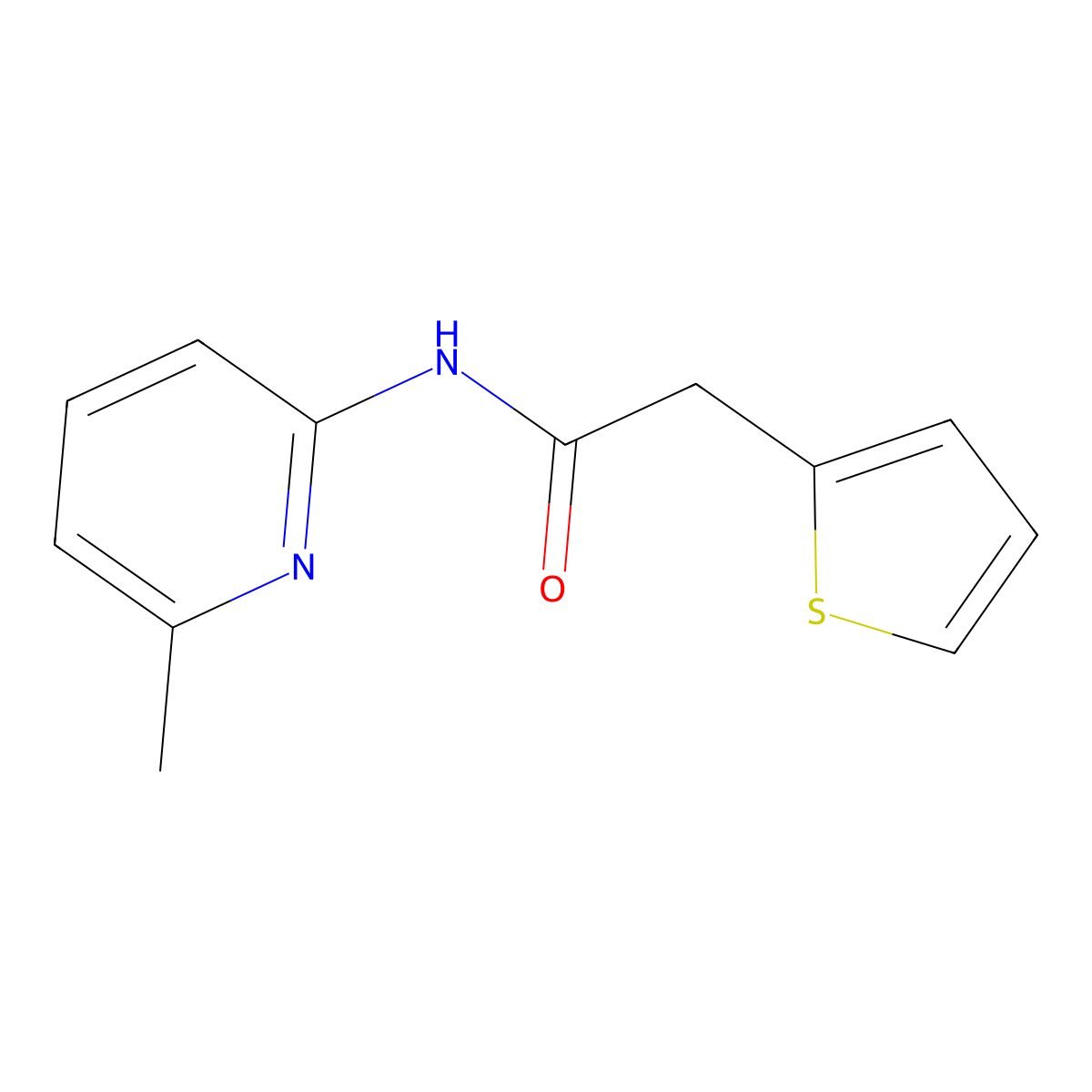 N-(6-methylpyridin-2-yl)-2-(thiophen-2-yl)acetamide molecular structure, CAS 349432-68-4