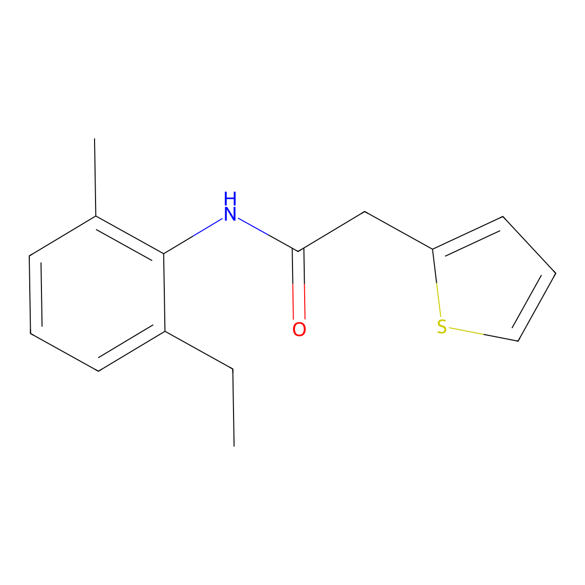 N-(2-ethyl-6-methylphenyl)-2-(thiophen-2-yl)acetamide molecular structure, CAS 349432-83-3