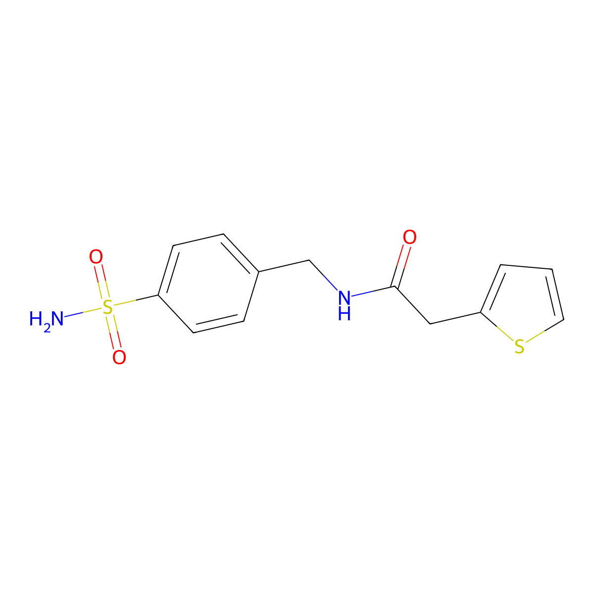 N-[(4-sulfamoylphenyl)methyl]-2-thiophen-2-ylacetamide molecular structure, CAS 349433-06-3