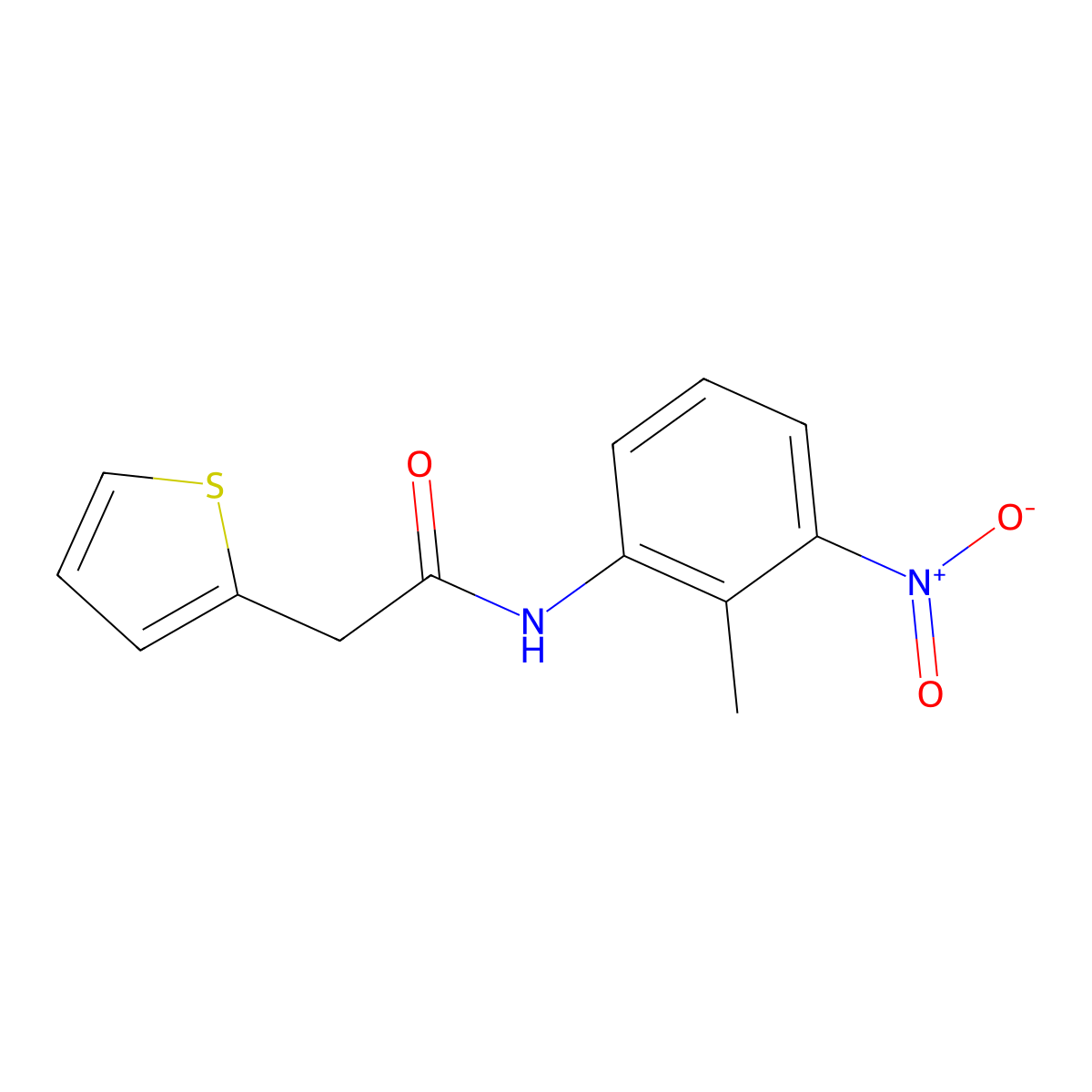 N-(2-methyl-3-nitrophenyl)-2-(2-thienyl)acetamide molecular structure, CAS 349433-13-2