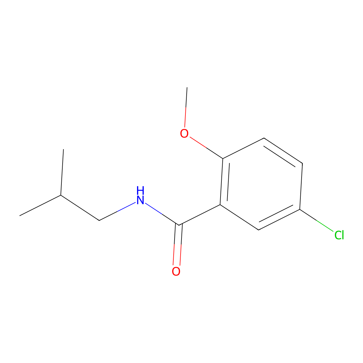 5-chloro-2-methoxy-N-(2-methylpropyl)benzamide molecular structure, CAS 349434-28-2